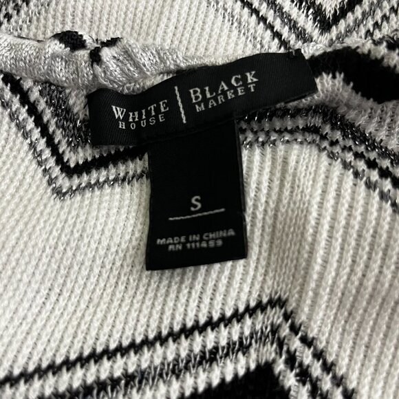 2/$30 White House Black Market Glittered One-Shoulder Zigzag Sweater Small #8918 - Picture 7 of 11